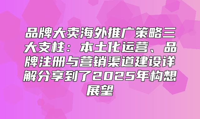 品牌大卖海外推广策略三大支柱：本土化运营、品牌注册与营销渠道建设详解分享到了2025年构想展望