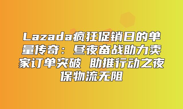 Lazada疯狂促销日的单量传奇：昼夜奋战助力卖家订单突破 助推行动之夜保物流无阻