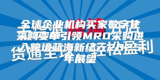 全球企业机构买家数字化采购变革引领MRO采购进入跨境蓝海新纪元2025年展望