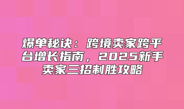 爆单秘诀：跨境卖家跨平台增长指南，2025新手卖家三招制胜攻略
