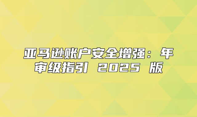 亚马逊账户安全增强：年审级指引 2025 版