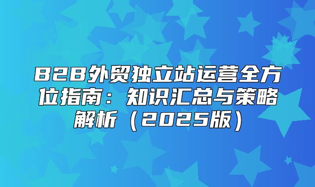 B2B外贸独立站运营全方位指南：知识汇总与策略解析2025版