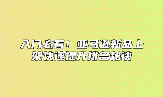 入门必看！亚马逊新品上架快速提升排名秘诀