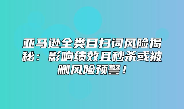 亚马逊全类目扫词风险揭秘：影响绩效且秒杀或被删风险预警！