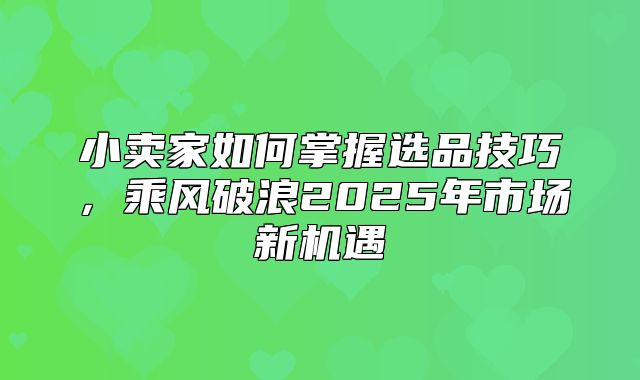 小卖家如何掌握选品技巧，乘风破浪2025年市场新机遇
