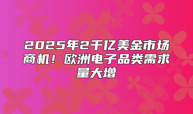 2025年2千亿美金市场商机！欧洲电子品类需求量大增