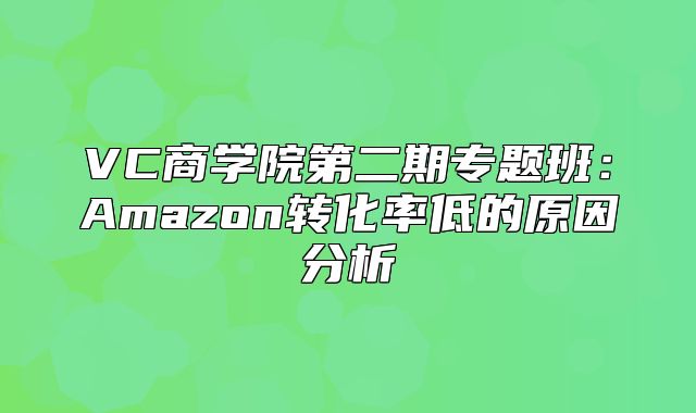 VC商学院第二期专题班：Amazon转化率低的原因分析