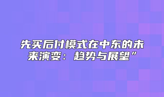 先买后付模式在中东的未来演变：趋势与展望”