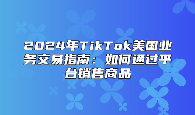 2025年TikTok美国业务交易指南：如何通过平台销售商品