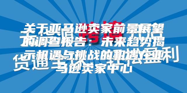 关于亚马逊卖家前景展望的调查报告：未来趋势揭示机遇与挑战的机遇在亚马逊卖家中心