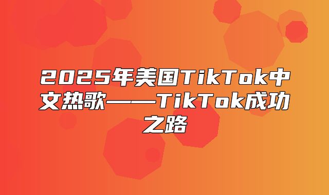 2025年美国TikTok中文热歌——TikTok成功之路