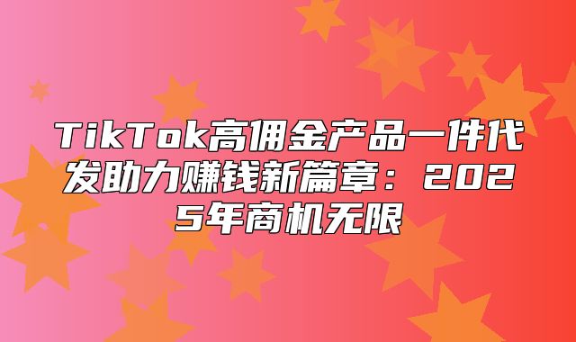 TikTok高佣金产品一件代发助力赚钱新篇章：2025年商机无限