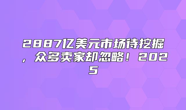 2887亿美元市场待挖掘，众多卖家却忽略！2025