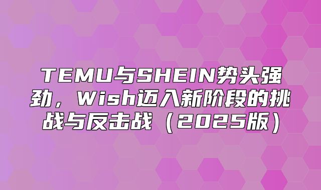 TEMU与SHEIN势头强劲，Wish迈入新阶段的挑战与反击战2025版