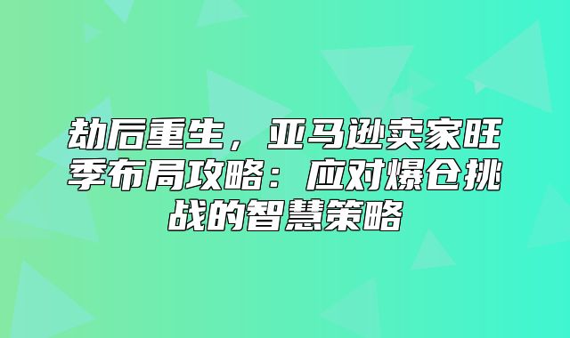 劫后重生，亚马逊卖家旺季布局攻略：应对爆仓挑战的智慧策略