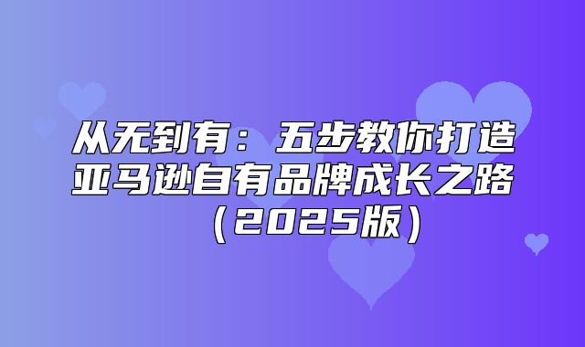 从无到有：五步教你打造亚马逊自有品牌成长之路2025版