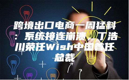 跨境出口电商一周猛料：系统接连崩溃，丁浩川荣任Wish中国首任总裁