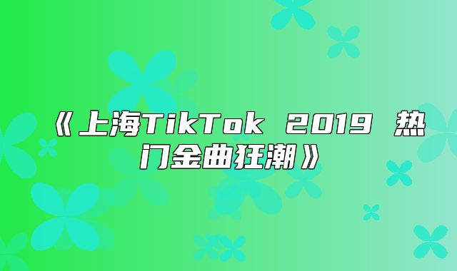 上海TikTok2019热门金曲狂潮