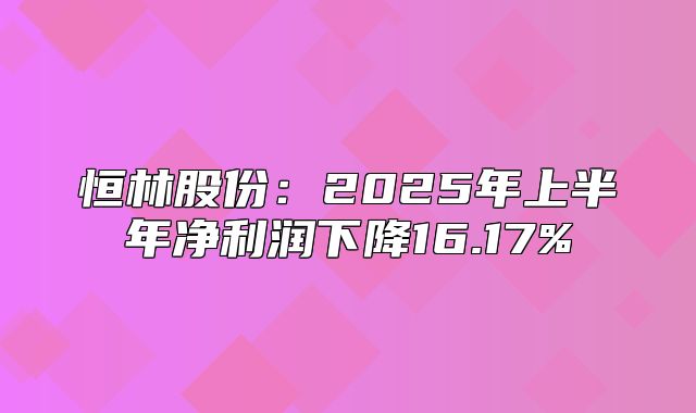 恒林股份：2025年上半年净利润下降16.17%