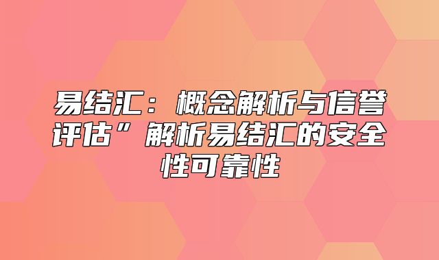 易结汇：概念解析与信誉评估”解析易结汇的安全性可靠性