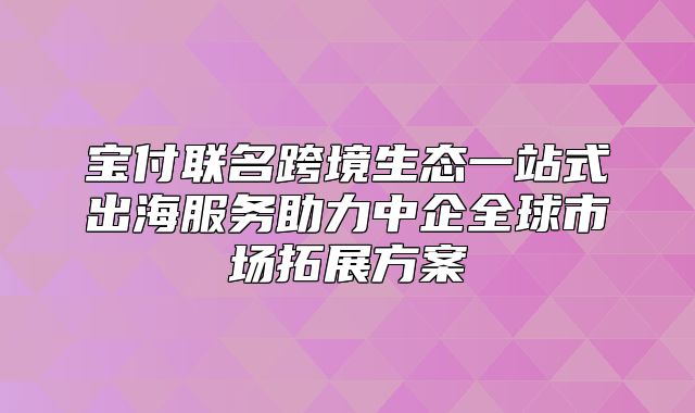 宝付联名跨境生态一站式出海服务助力中企全球市场拓展方案