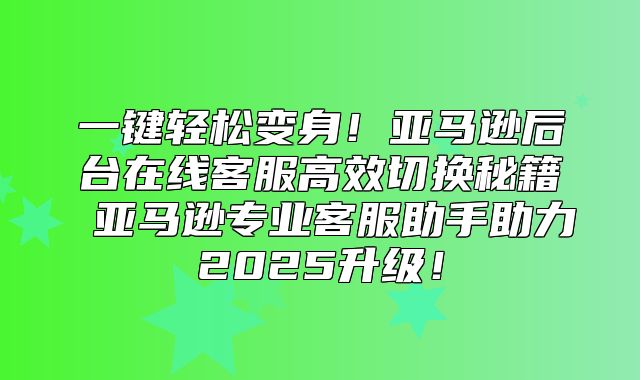 一键轻松变身！亚马逊后台在线客服高效切换秘籍 亚马逊专业客服助手助力2025升级！