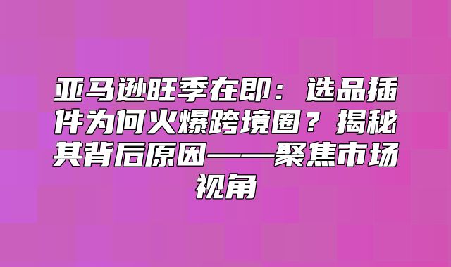 亚马逊旺季在即：选品插件为何火爆跨境圈？揭秘其背后原因——聚焦市场视角
