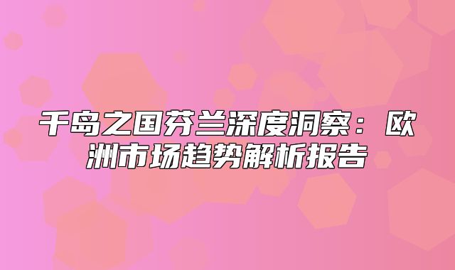 千岛之国芬兰深度洞察：欧洲市场趋势解析报告
