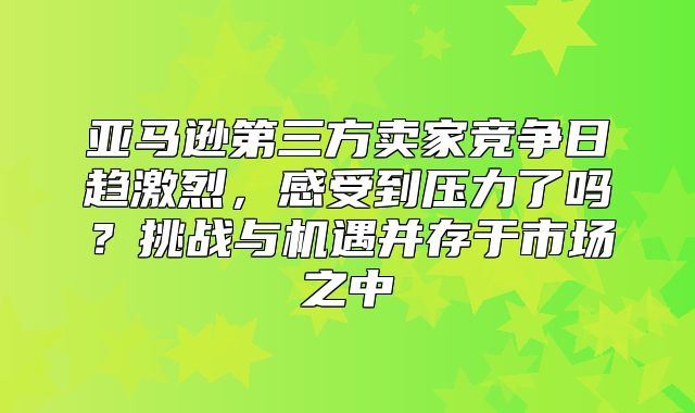 亚马逊第三方卖家竞争日趋激烈，感受到压力了吗？挑战与机遇并存于市场之中