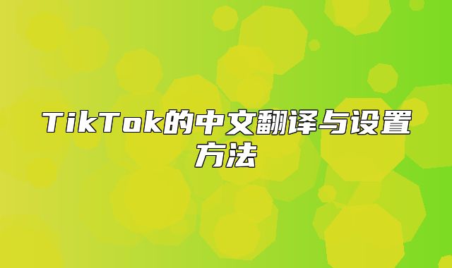 TikTok的中文翻译与设置方法