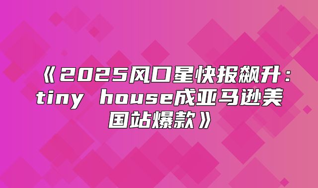 2025风口星快报飙升：tinyhouse成亚马逊美国站爆款