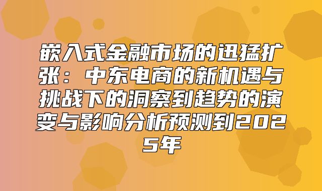 嵌入式金融市场的迅猛扩张：中东电商的新机遇与挑战下的洞察到趋势的演变与影响分析预测到2025年