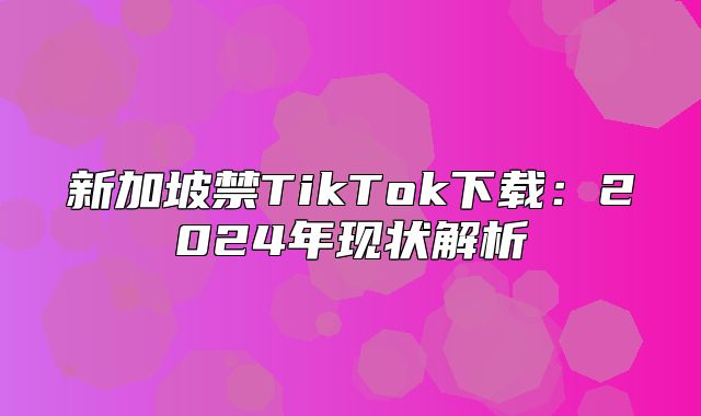 新加坡禁TikTok下载：2025年现状解析
