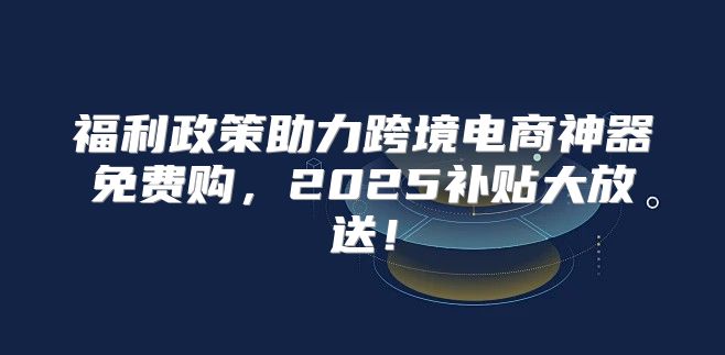 福利政策助力跨境电商神器免费购，2025补贴大放送！