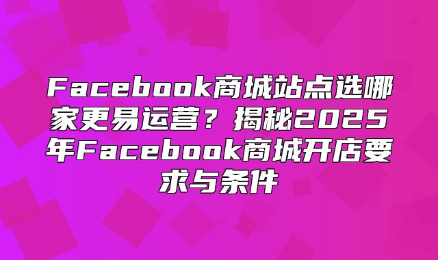 Facebook商城站点选哪家更易运营？揭秘2025年Facebook商城开店要求与条件