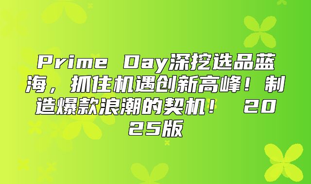 Prime Day深挖选品蓝海，抓住机遇创新高峰！制造爆款浪潮的契机！ 2025版