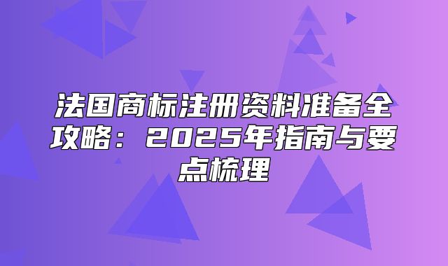 法国商标注册资料准备全攻略：2025年指南与要点梳理