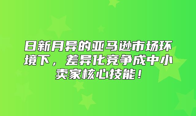 日新月异的亚马逊市场环境下，差异化竞争成中小卖家核心技能！