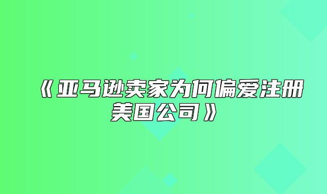 亚马逊卖家为何偏爱注册美国公司