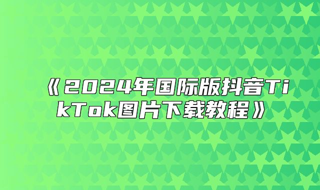 2025年国际版抖音TikTok图片下载教程