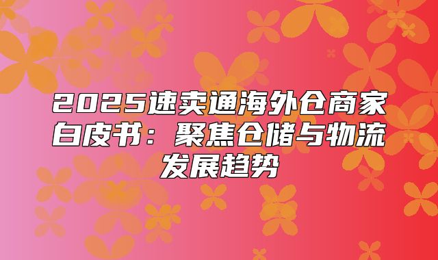 2025速卖通海外仓商家白皮书：聚焦仓储与物流发展趋势