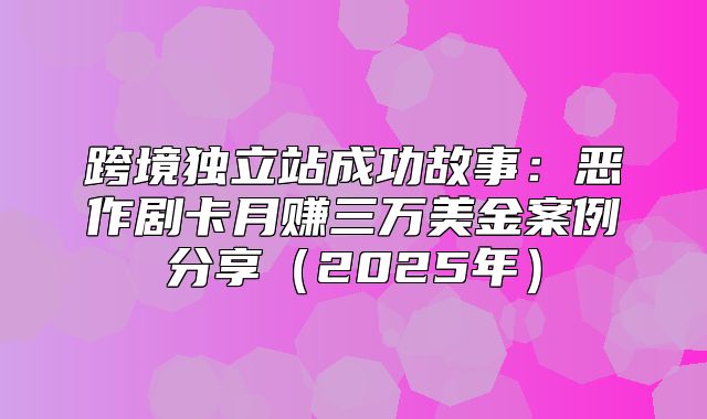 跨境独立站成功故事：恶作剧卡月赚三万美金案例分享2025年