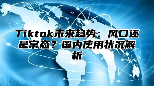 Tiktok未来趋势：风口还是常态？国内使用状况解析