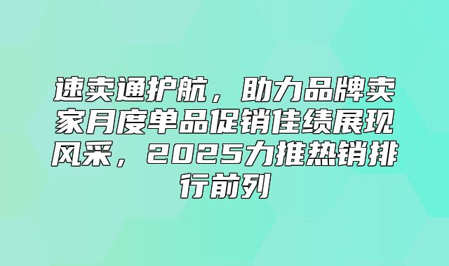 速卖通护航，助力品牌卖家月度单品促销佳绩展现风采，2025力推热销排行前列