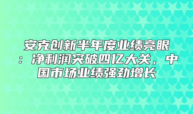 安克创新半年度业绩亮眼：净利润突破四亿大关，中国市场业绩强劲增长