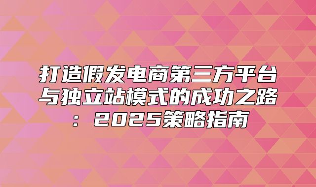 打造假发电商第三方平台与独立站模式的成功之路：2025策略指南
