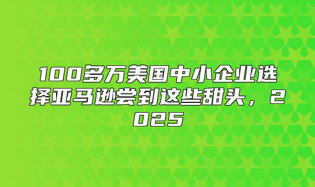 100多万美国中小企业选择亚马逊尝到这些甜头，2025