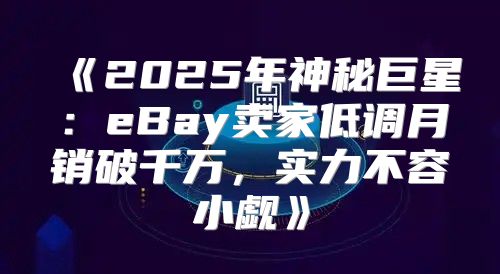 2025年神秘巨星：eBay卖家低调月销破千万，实力不容小觑
