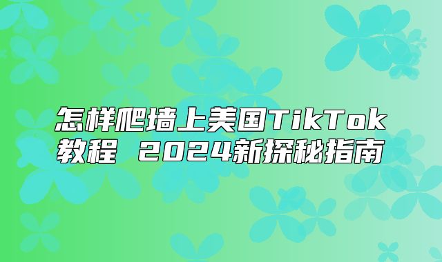 怎样爬墙上美国TikTok教程 2025新探秘指南