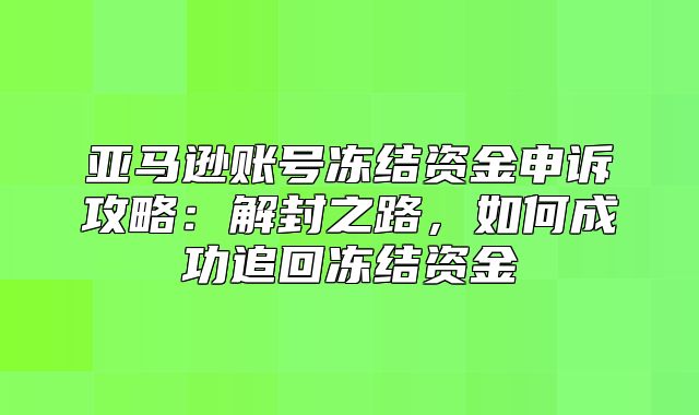 亚马逊账号冻结资金申诉攻略：解封之路，如何成功追回冻结资金